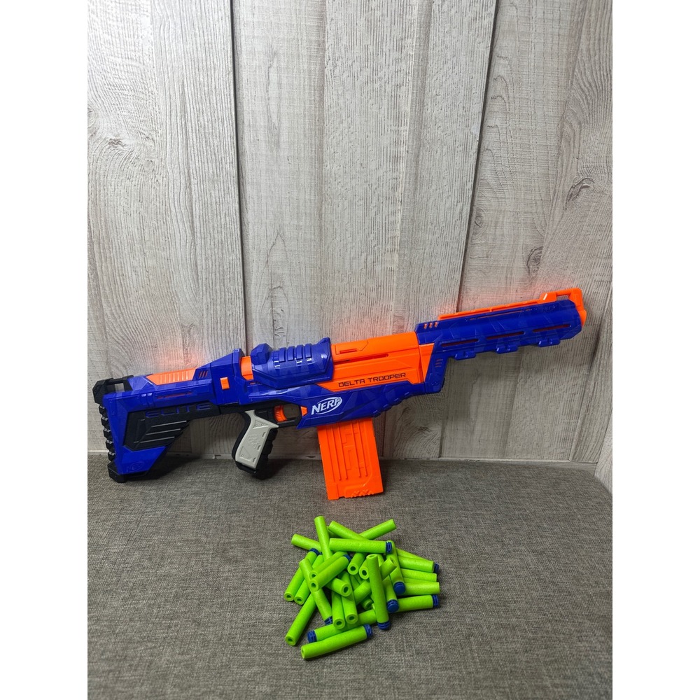 Nerf N-Strike Elite Delta Trooper Blaster Blue Orange with Stock Barrel Darts